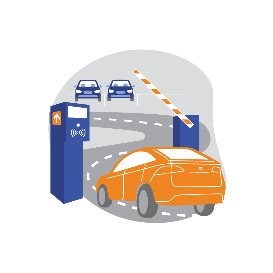 Illustrative image of a car going through a barrier