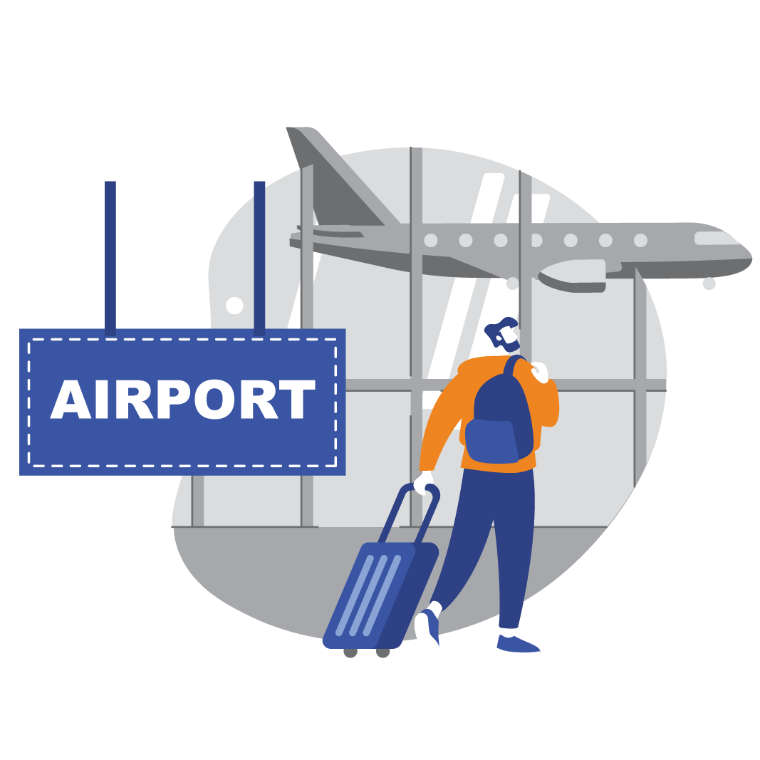 Illustrative image of a person entering Glasgow Airport