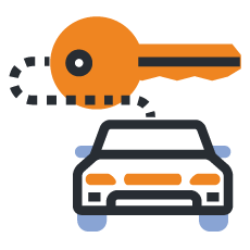 branded icon of a car and keys to signify Glasgow Airport car parking where you keep your keys