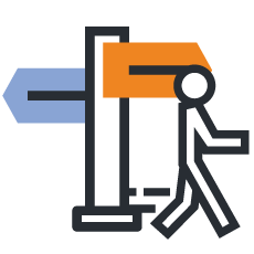 branded icon of a person walking from Glasgow Airport car parking