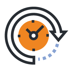 branded icon of a clock showing 24/7 access