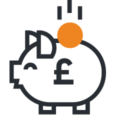 branded icon of a piggybank showing savings